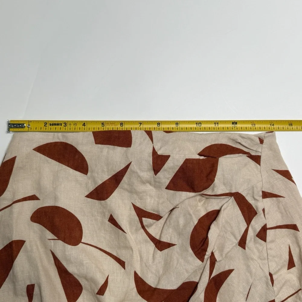ASTR the Label Nirina 100% Linen Mini Skirt Rust Abstract Size‎ Medium FLAW HOLE